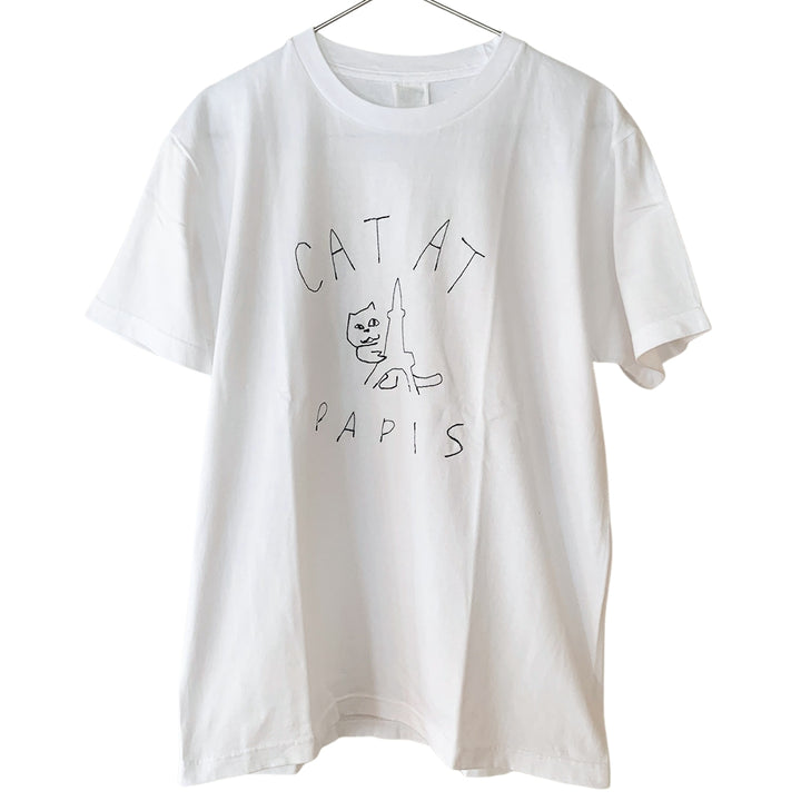 CAT AT PARIS tee｜WHITE