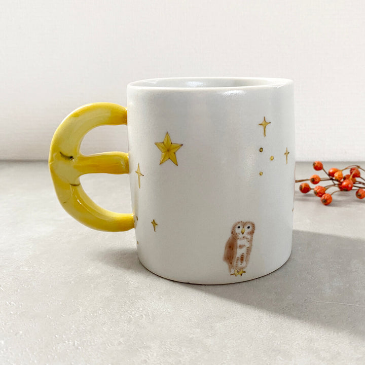 Cafe Mug | Yellow Moon with Feet
