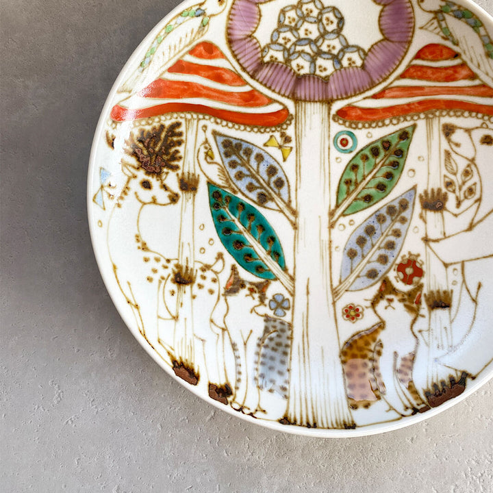 丸皿6寸｜猫と森