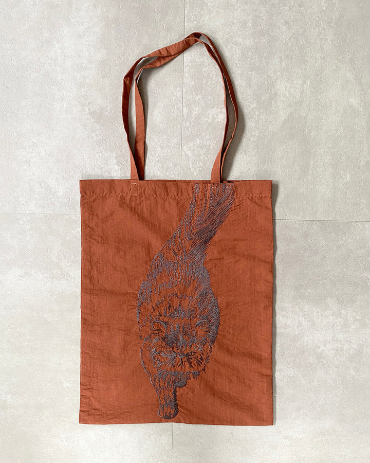 Cat embroidered shopping bag | BLACK | L