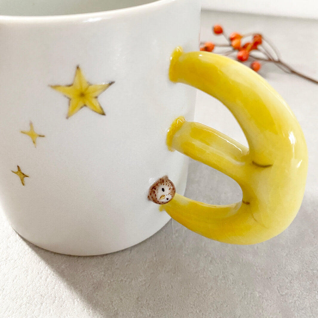 Cafe Mug | Yellow Moon with Feet