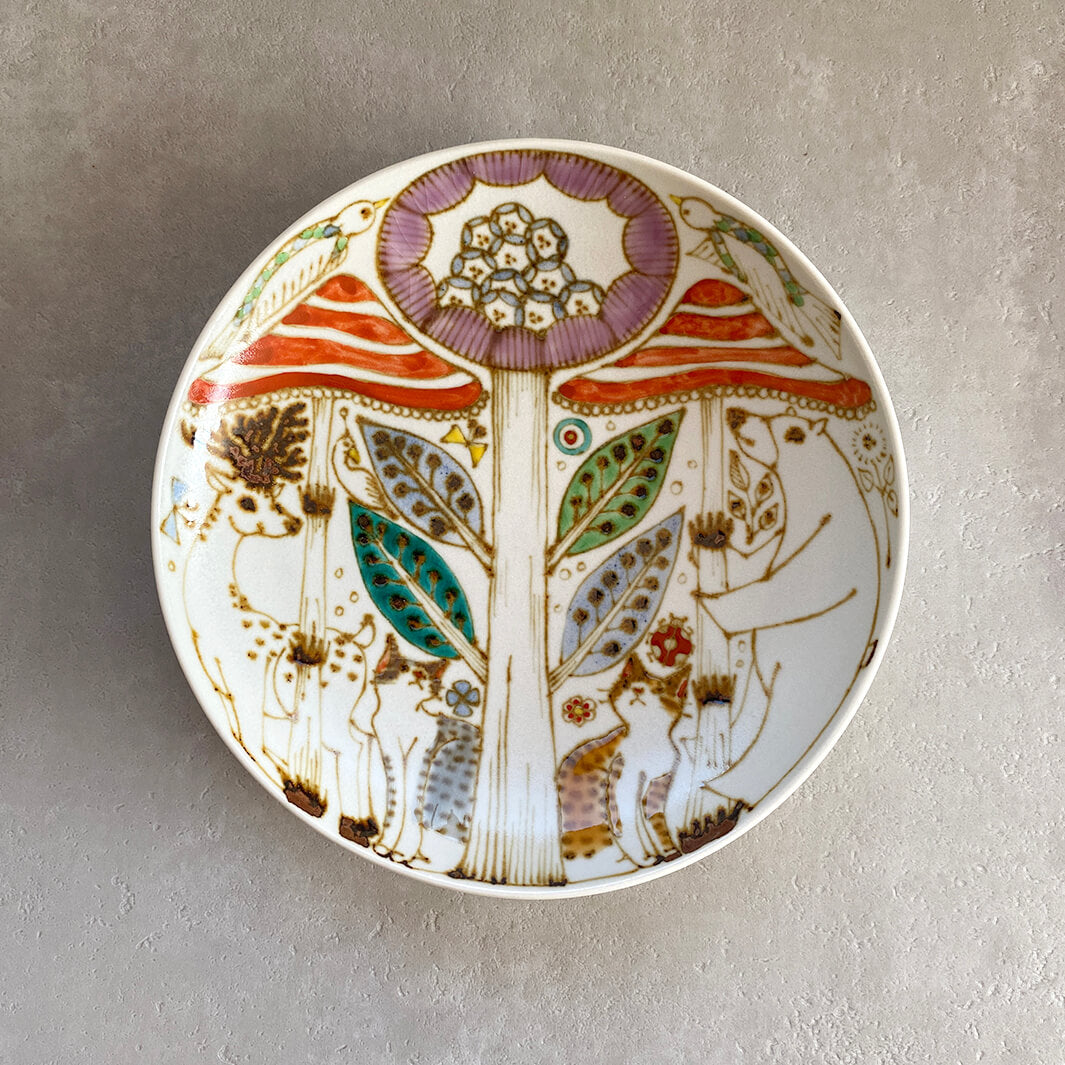 丸皿6寸｜猫と森