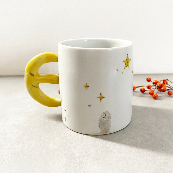 Cafe Mug | Yellow Moon with Feet
