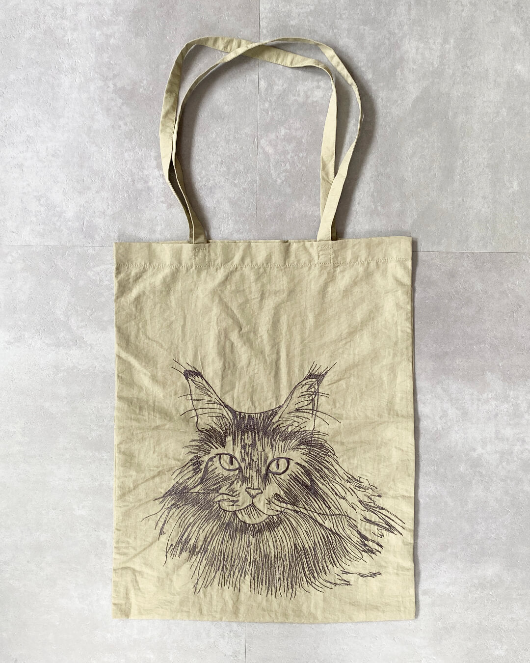 Cat embroidered shopping bag | BLACK | L