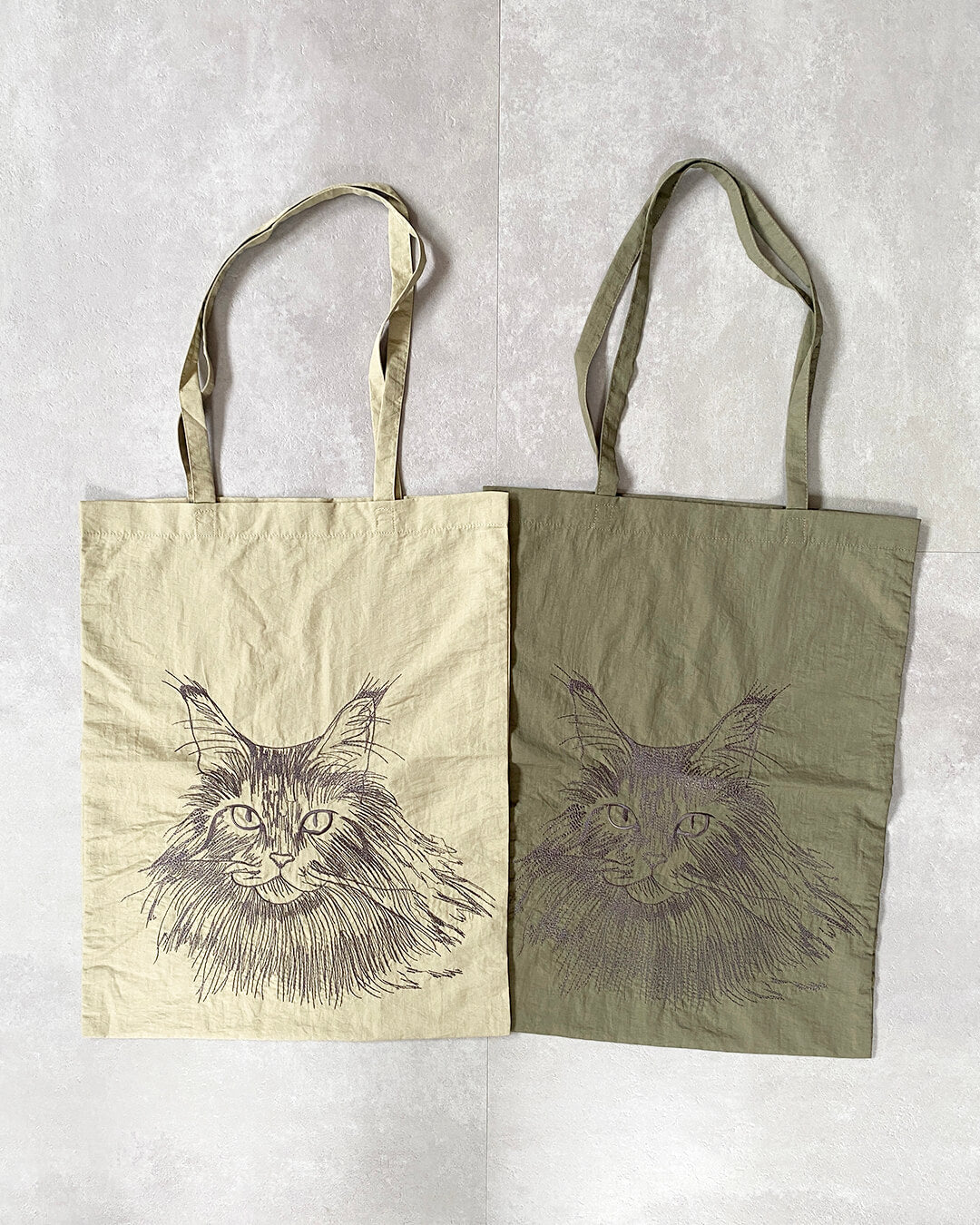 Cat embroidered shopping bag | BLACK | L