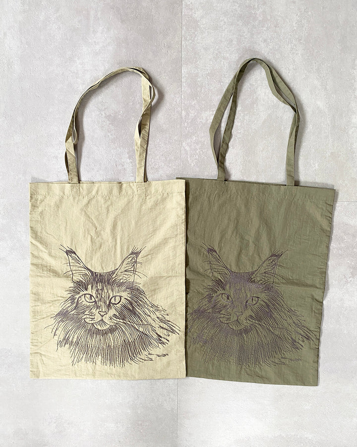 Cat embroidered shopping bag | BLACK | L