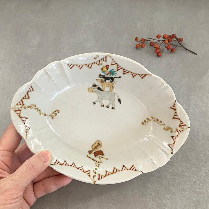 輪花鉢｜ブレーメンの音楽隊