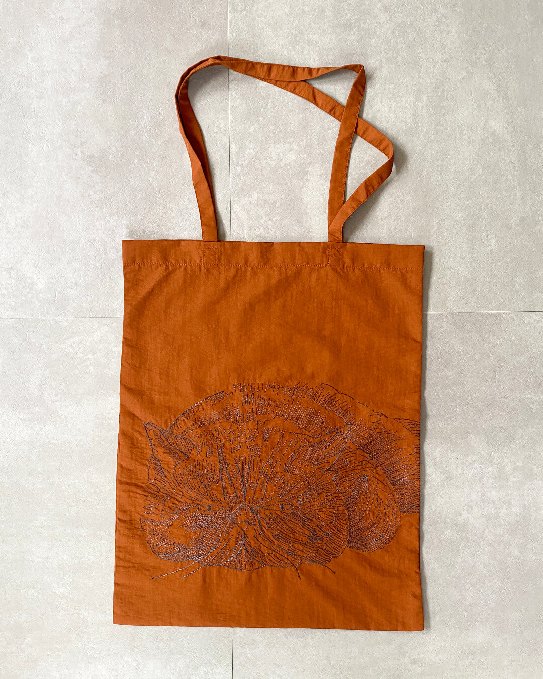 Cat embroidered shopping bag | BLACK | L