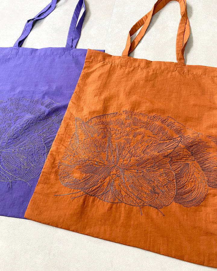 Cat embroidered shopping bag | BLACK | L