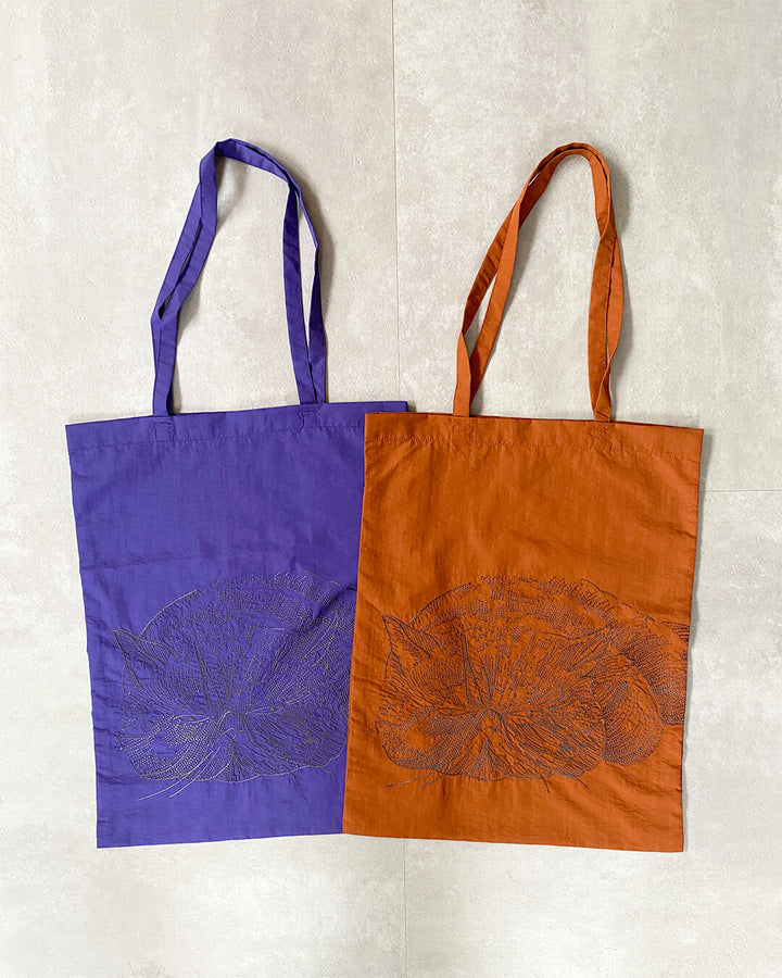 Cat embroidered shopping bag | BLACK | L