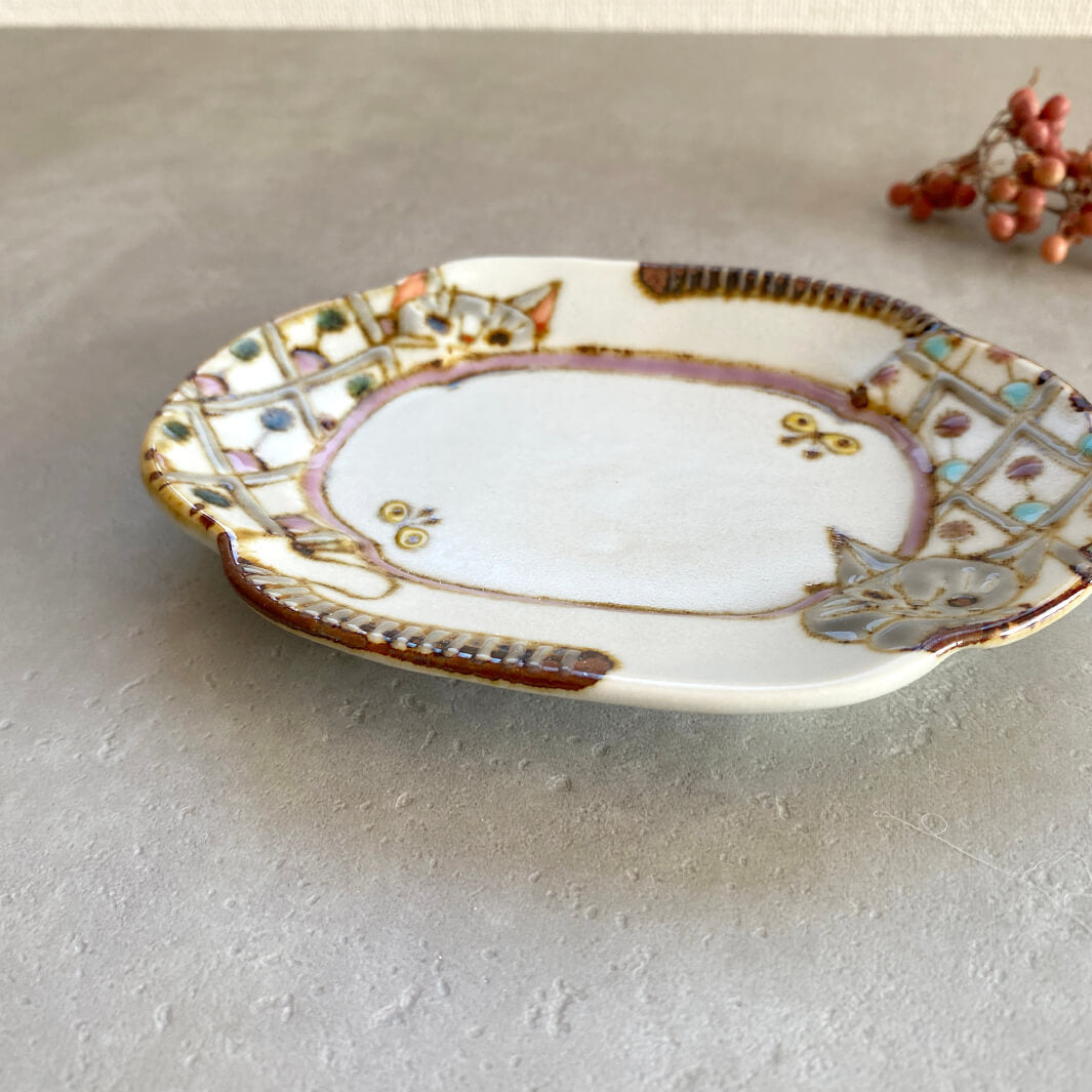 木瓜形小皿｜猫と猫