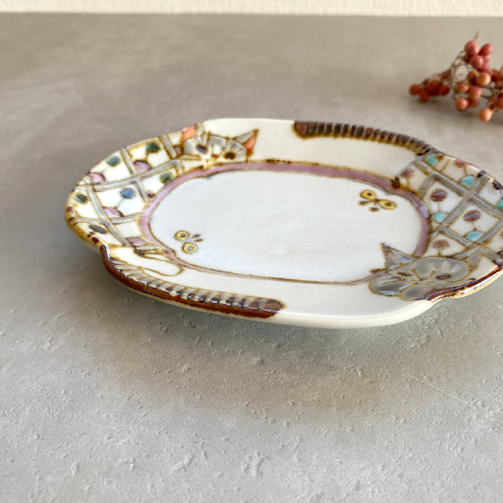 木瓜形小皿｜猫と猫