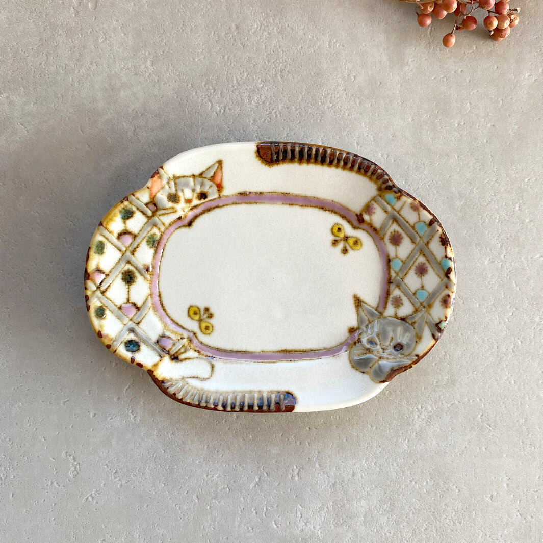 木瓜形小皿｜猫と猫
