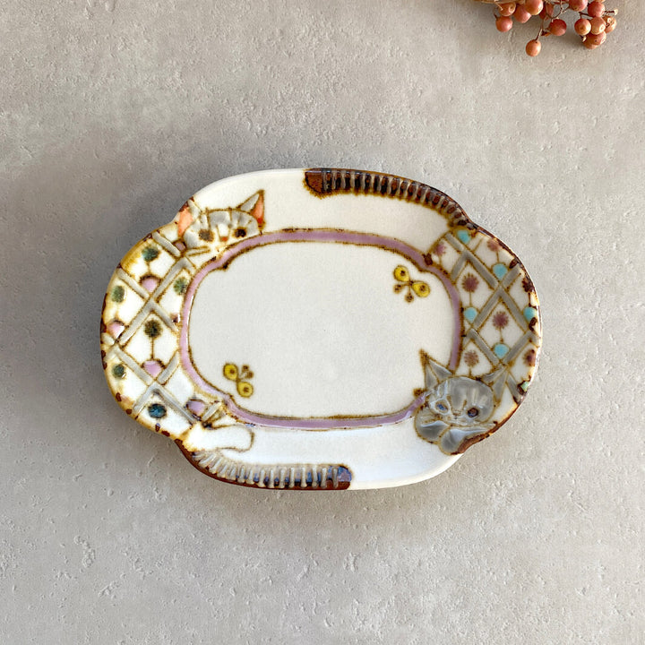 木瓜形小皿｜猫と猫