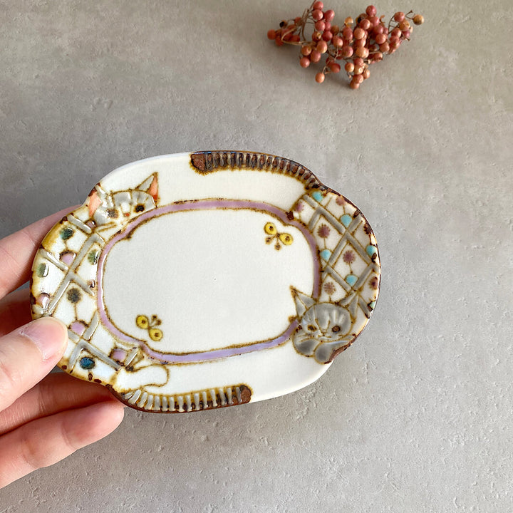 木瓜形小皿｜猫と猫