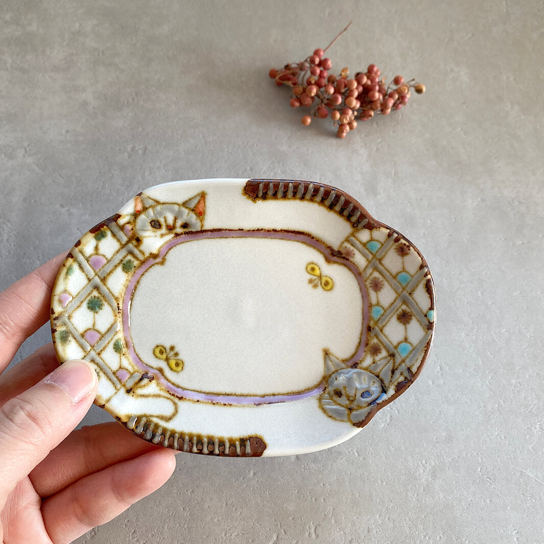 木瓜形小皿｜猫と猫