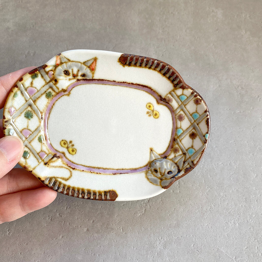 木瓜形小皿｜猫と猫