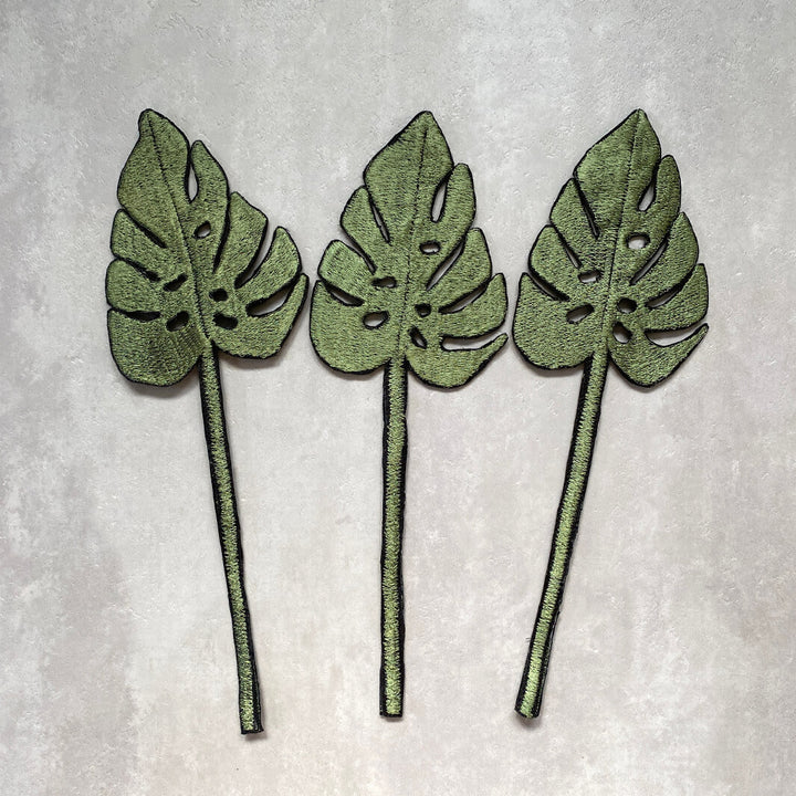 emu｜Embroidery Monstera – 3 Leaves