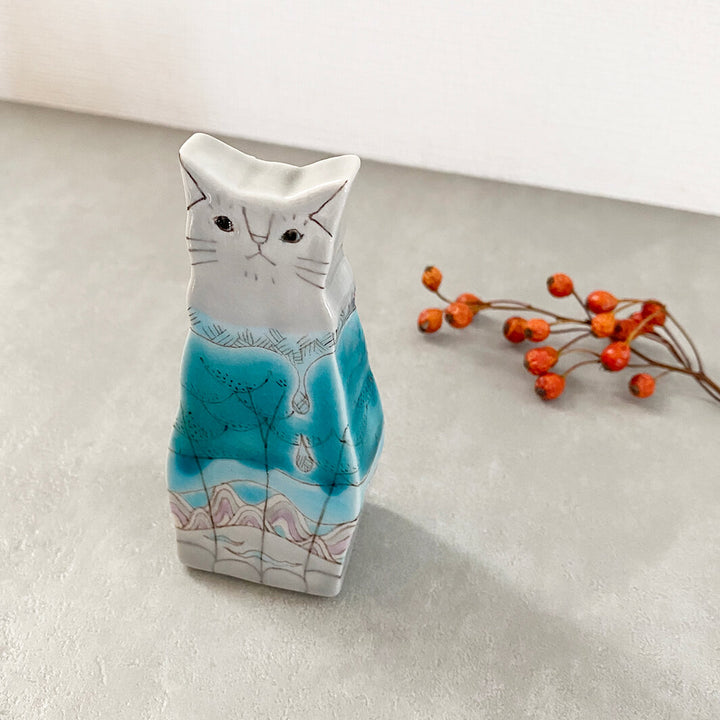 ミニオブジェ｜猫は液体_座