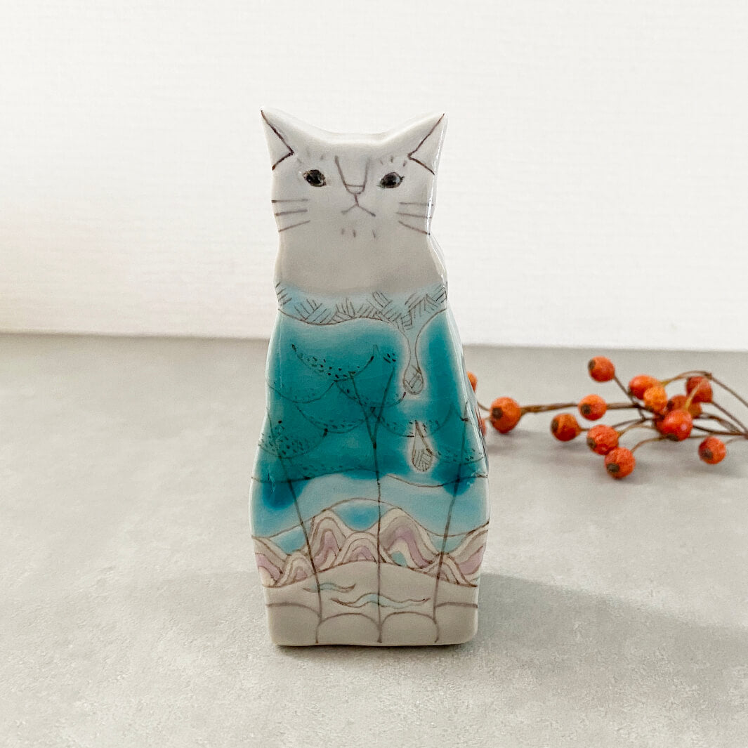 ミニオブジェ｜猫は液体_座