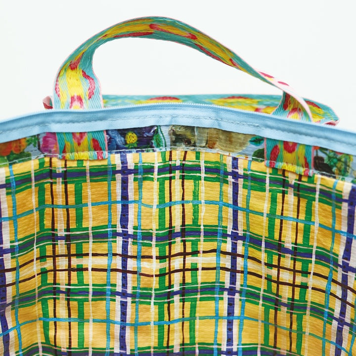 Natalie Lete | Satin Drawstring Bag - Dog and Flowers 