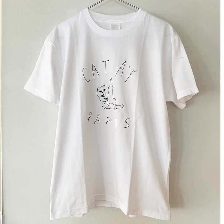 CAT AT PARIS tee｜WHITE