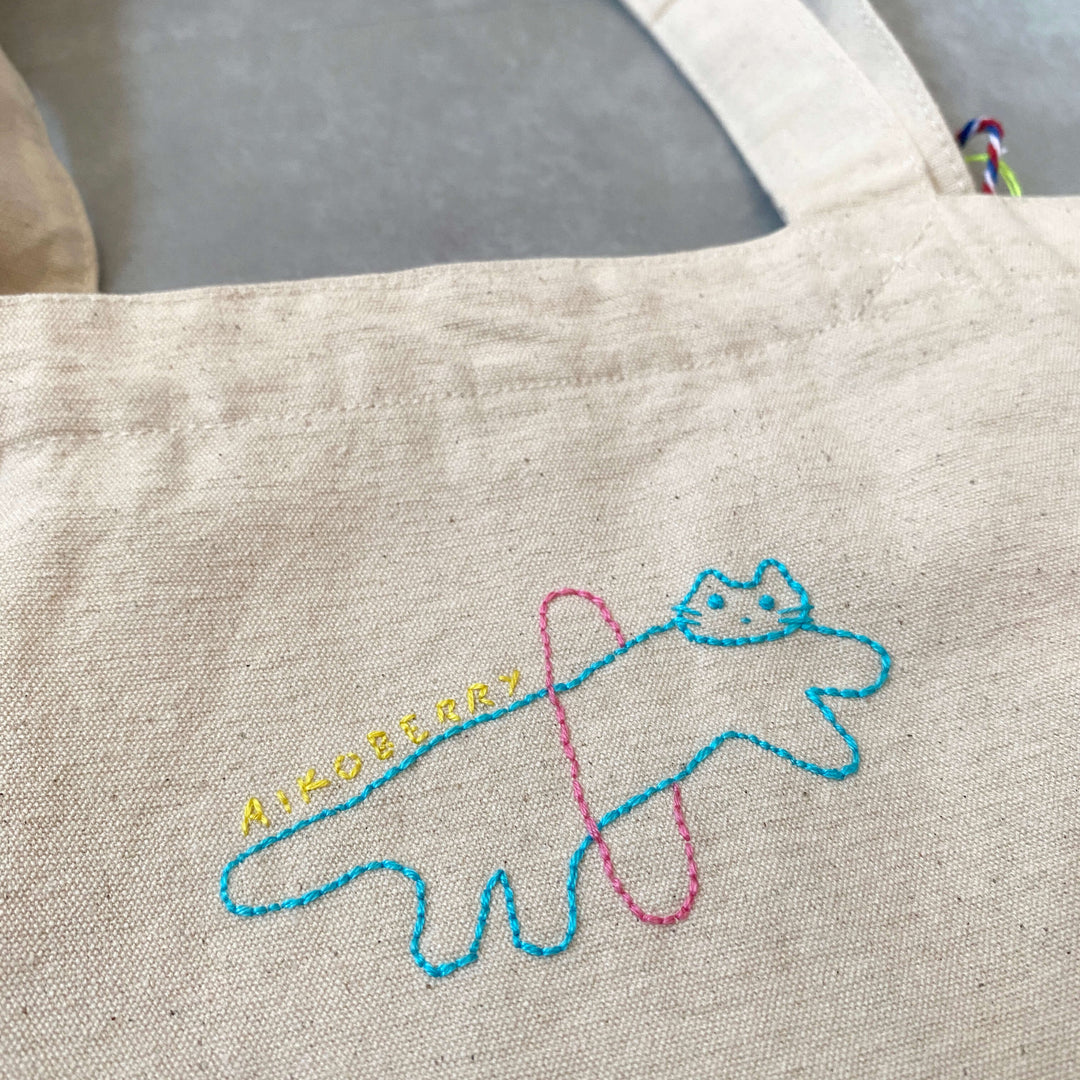 手刺繍トートバッグ｜stars&amp;cats