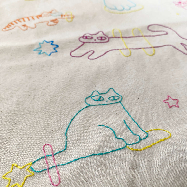 手刺繍トートバッグ｜stars&amp;cats