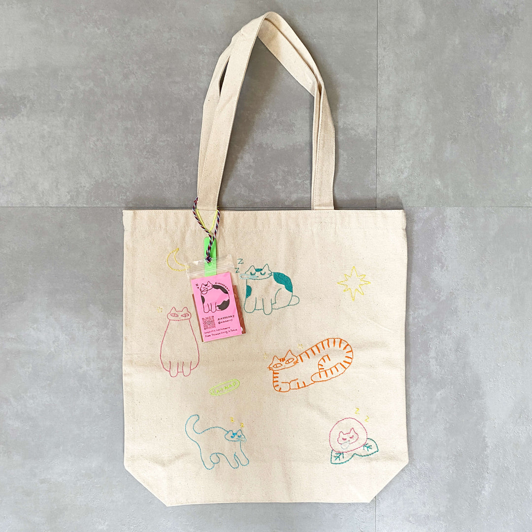 手刺繍トートバッグ｜cat snap