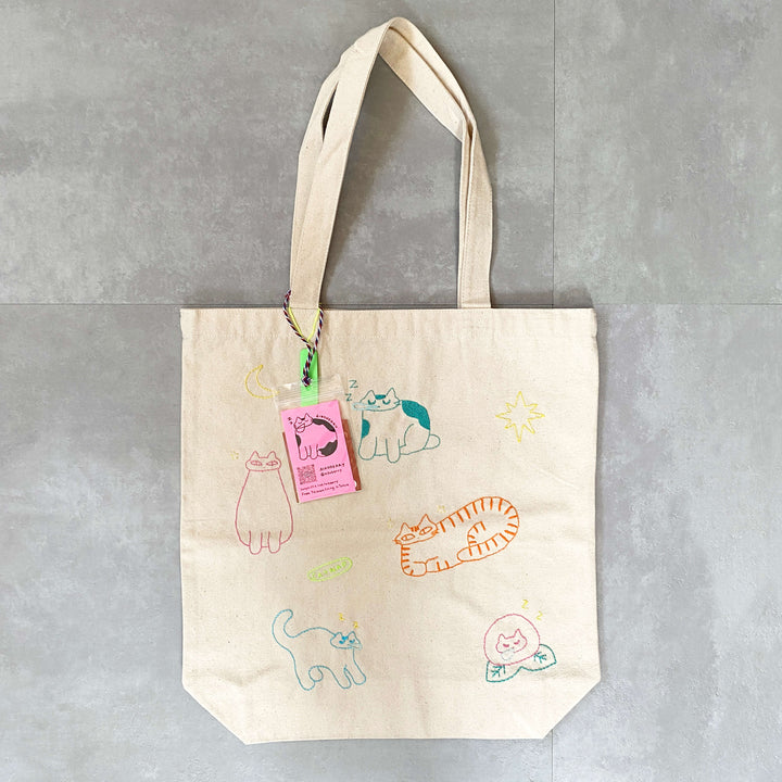 手刺繍トートバッグ｜cat snap