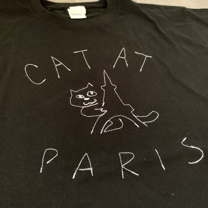 CAT AT PARIS tee｜BLACK