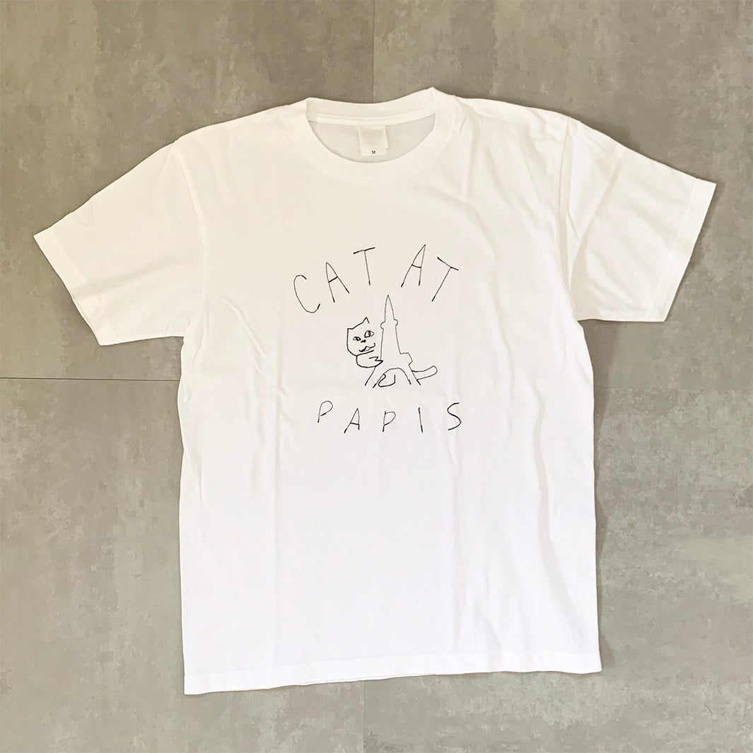 CAT AT PARIS tee｜WHITE