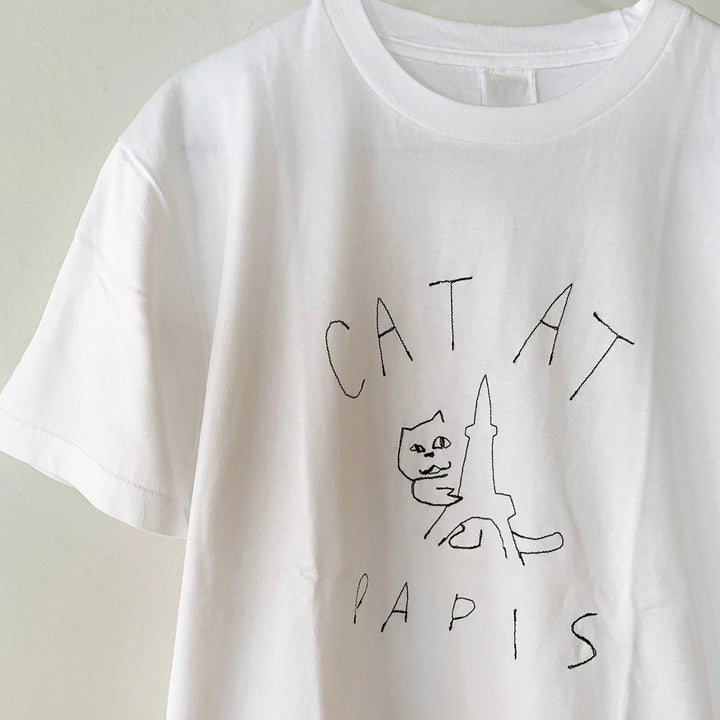 CAT AT PARIS tee｜WHITE