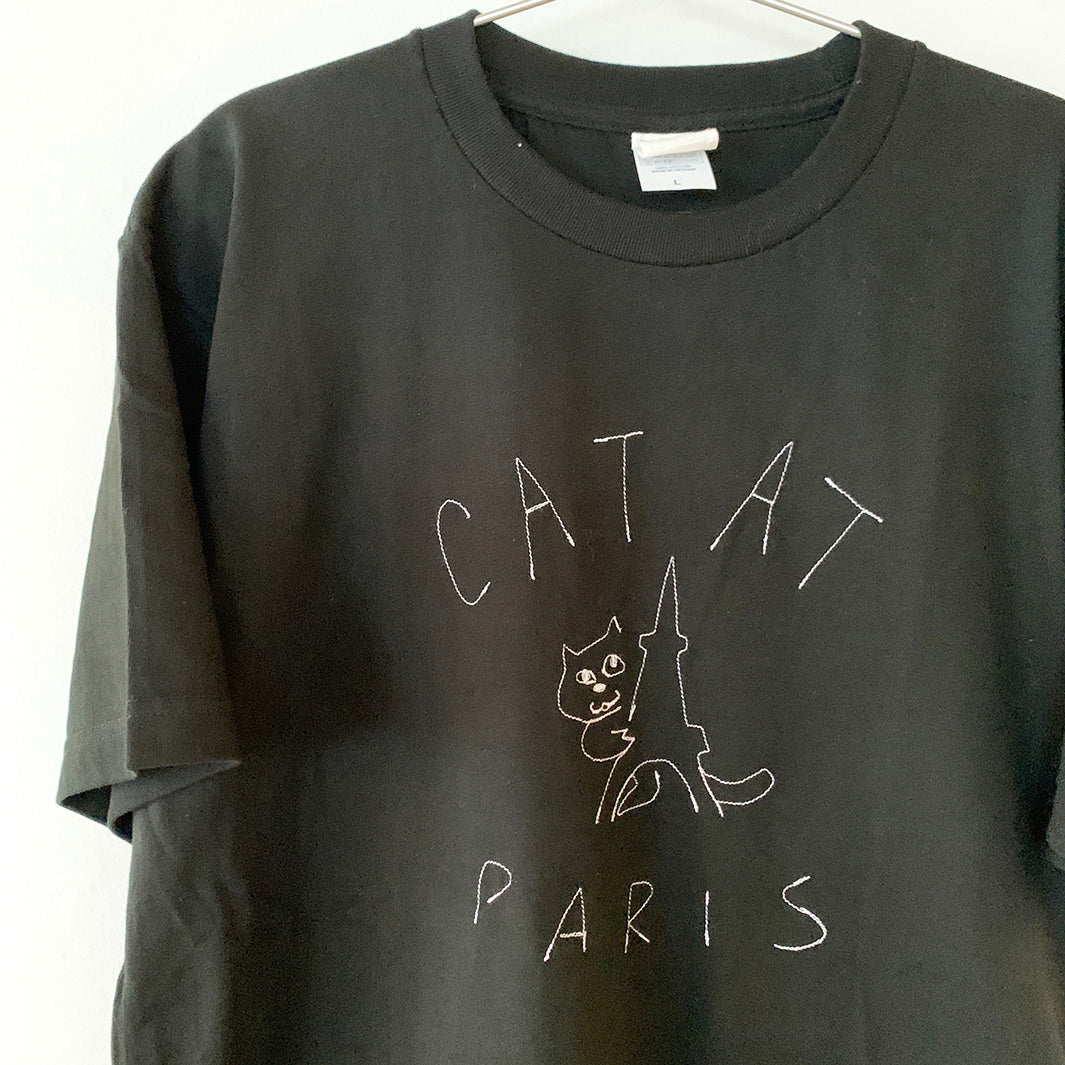 CAT AT PARIS tee｜BLACK