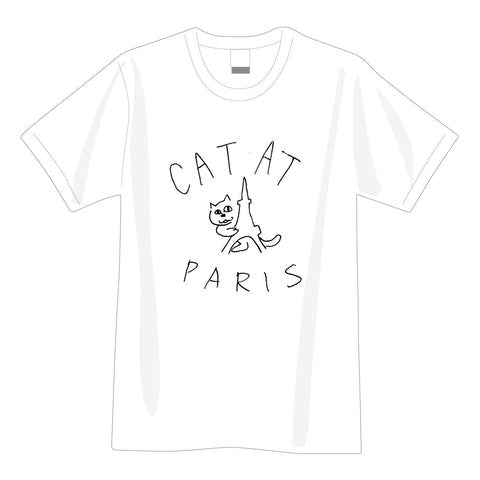 CAT AT PARIS tee｜WHITE