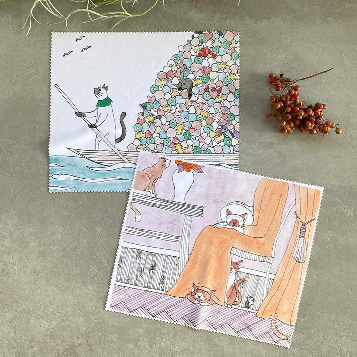 [送料無料・受注販売] マルチクロスセット｜船頭猫＆女の子と猫