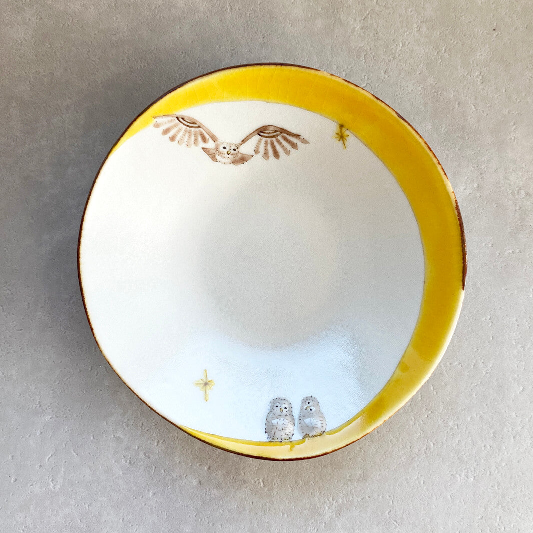 丸皿 4.5寸｜黄月_B