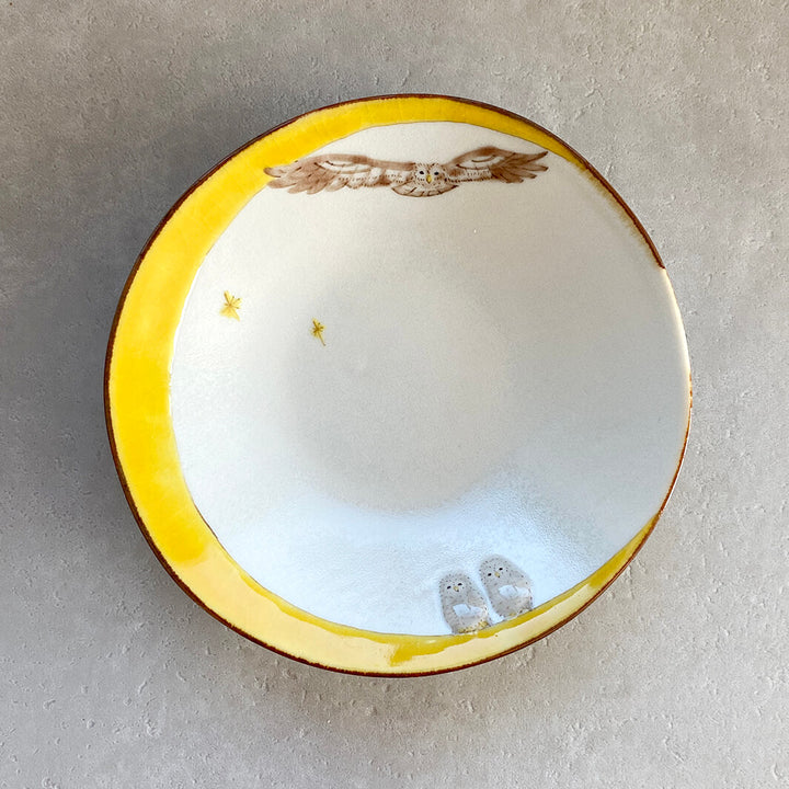 丸皿 4.5寸｜黄月_A