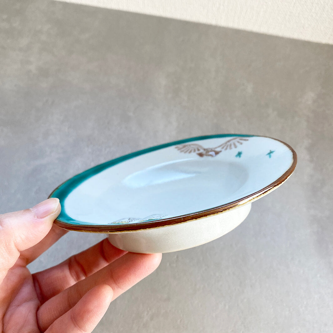 リム皿 4.5寸｜緑月