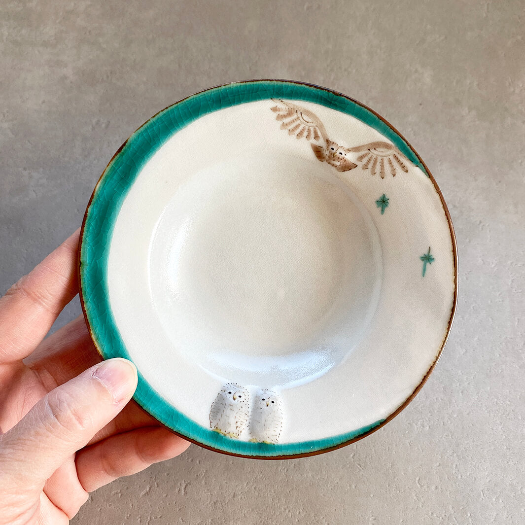 リム皿 4.5寸｜緑月