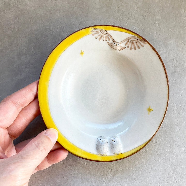 リム皿 4.5寸｜黄月