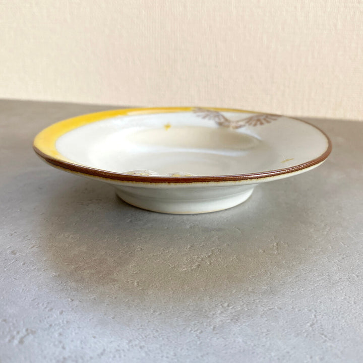 リム皿 4.5寸｜黄月