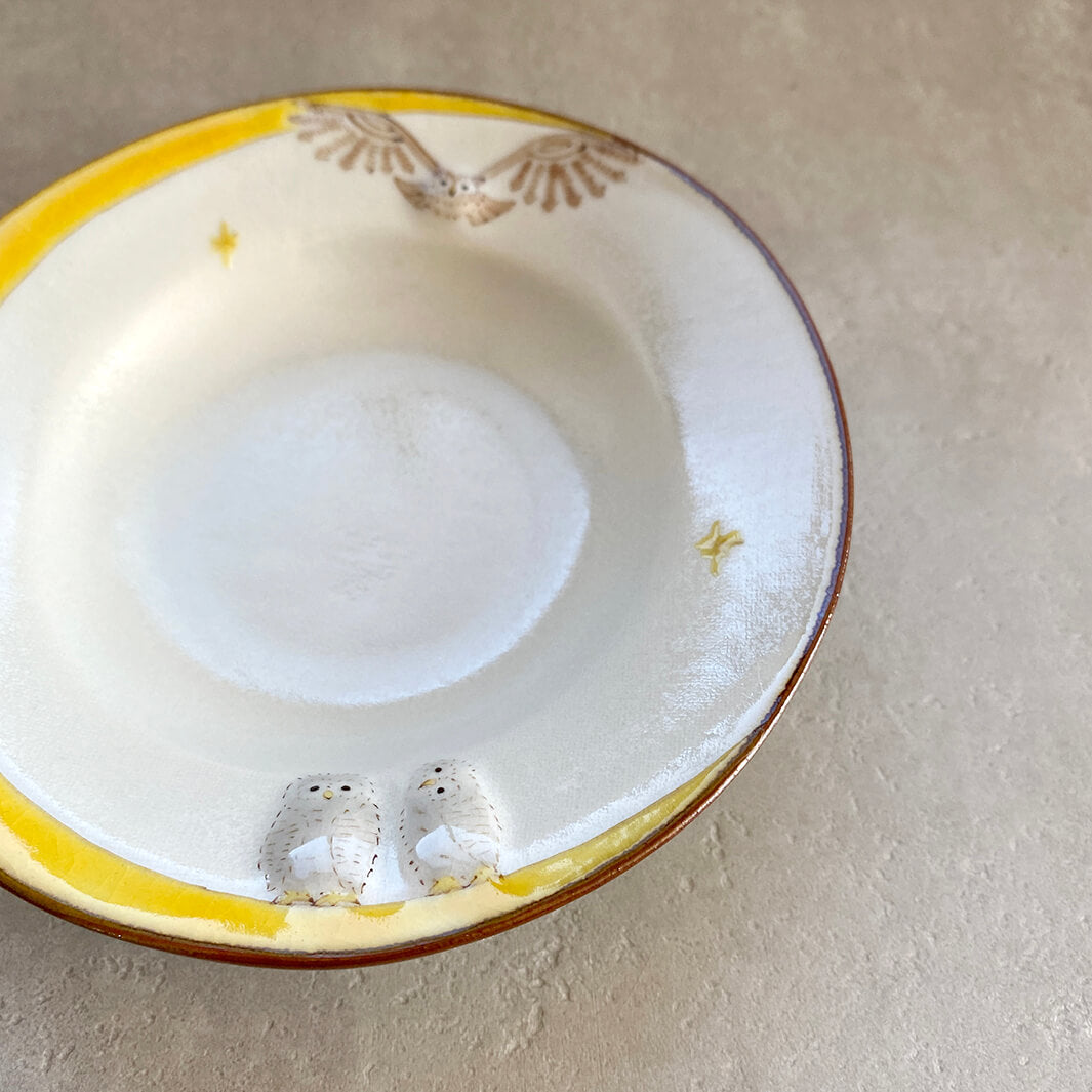 リム皿 4.5寸｜黄月