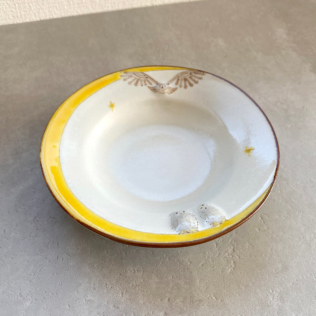 リム皿 4.5寸｜黄月