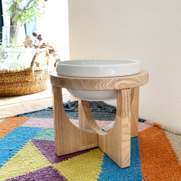 Wood stand & food bowl | Natural (M)