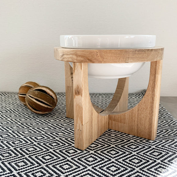 Wood stand & food bowl | Natural (M)