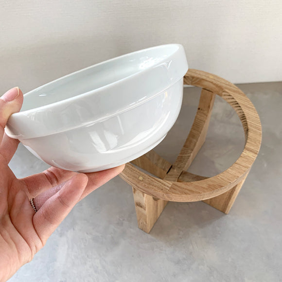 Wood stand & food bowl | Natural (M)