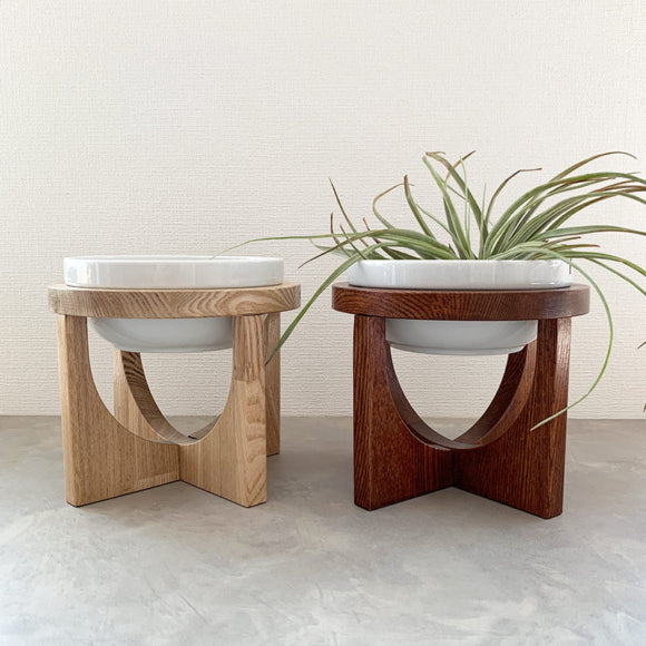 Wood stand & food bowl | Natural (M)