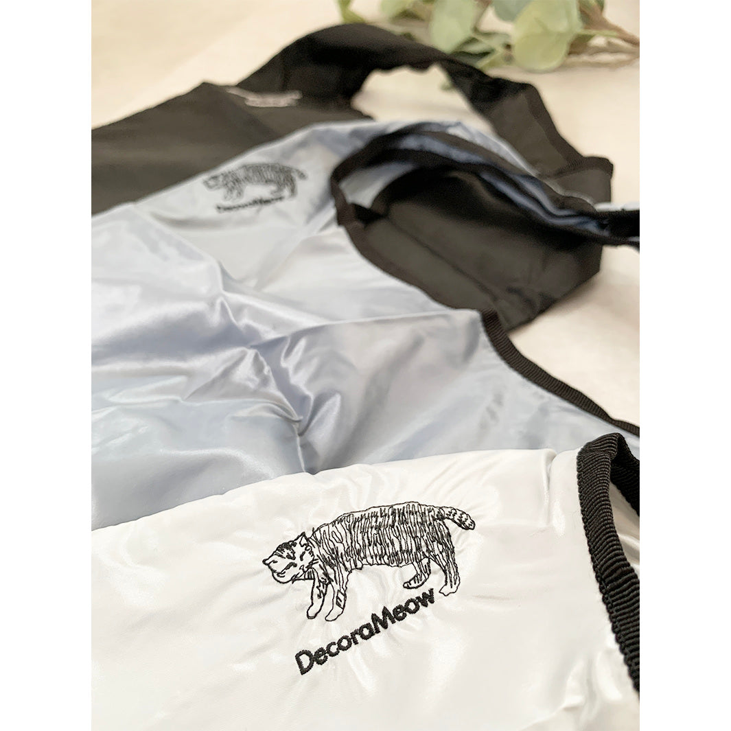 Cat embroidered shopping bag | BLACK | S