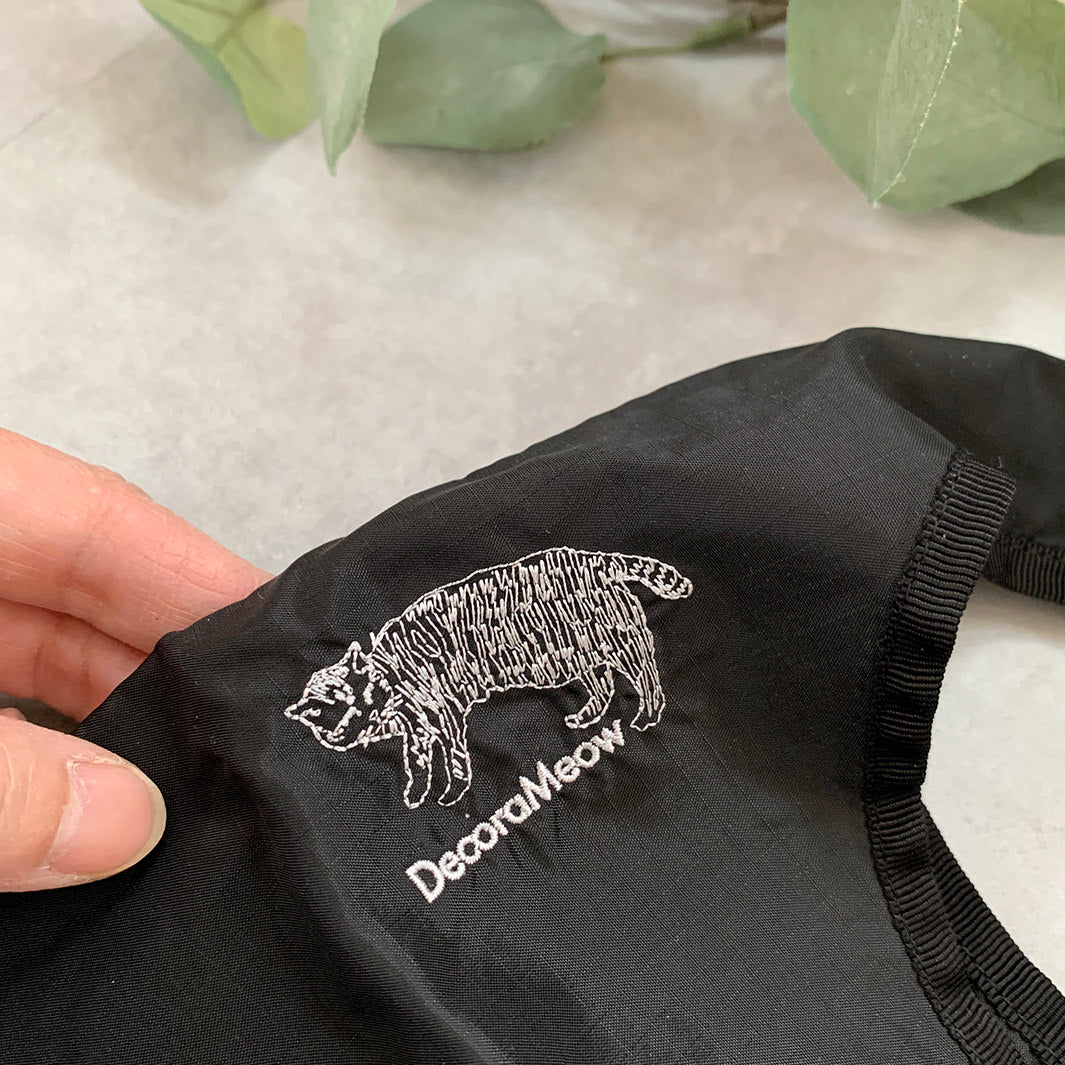 Cat embroidered shopping bag | BLACK | S